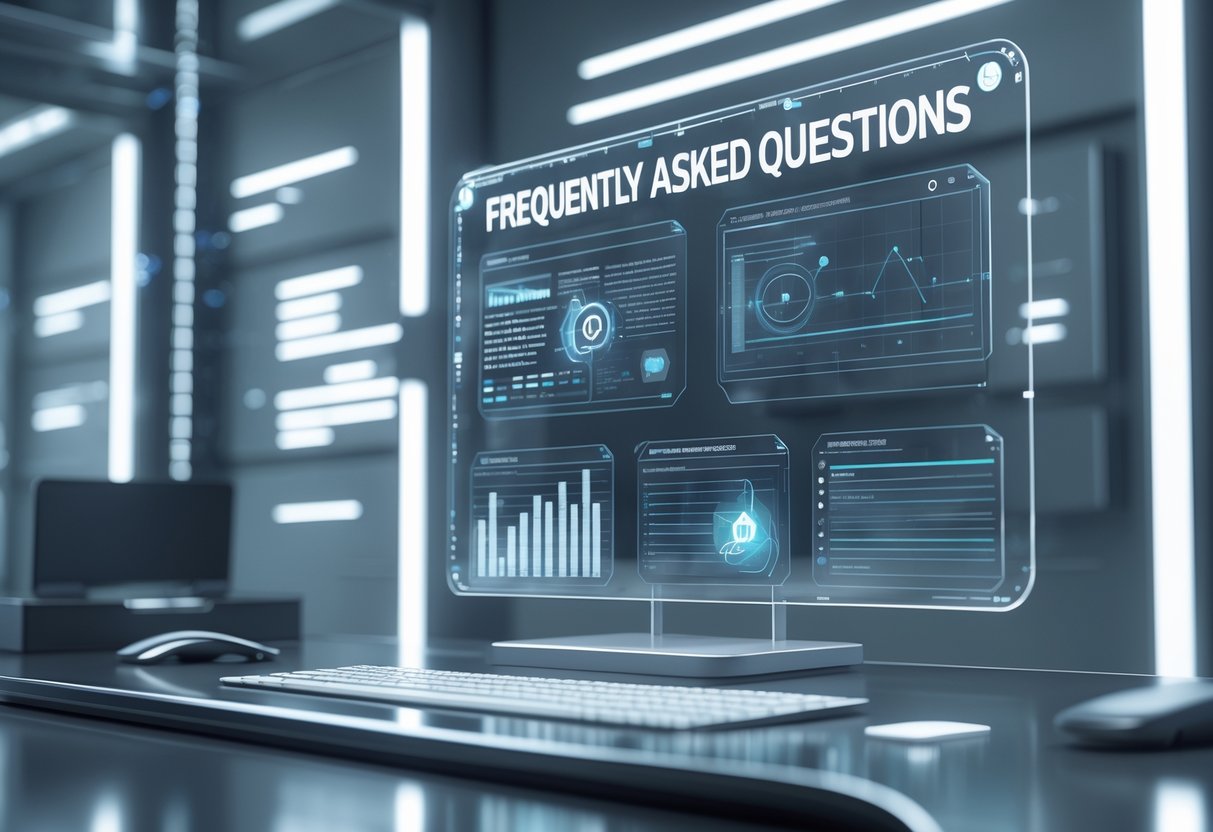 A futuristic digital workspace with holographic interfaces showing abstract data and icons related to upcoming changes in a technical system.