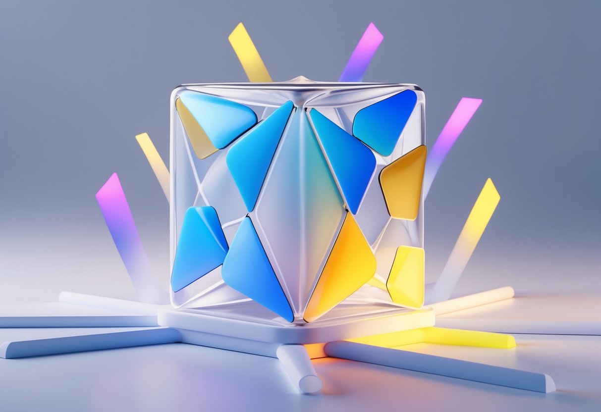 A 3D geometric shape with some sides highlighted and arrows pointing to them, showing the idea of selecting important sides.