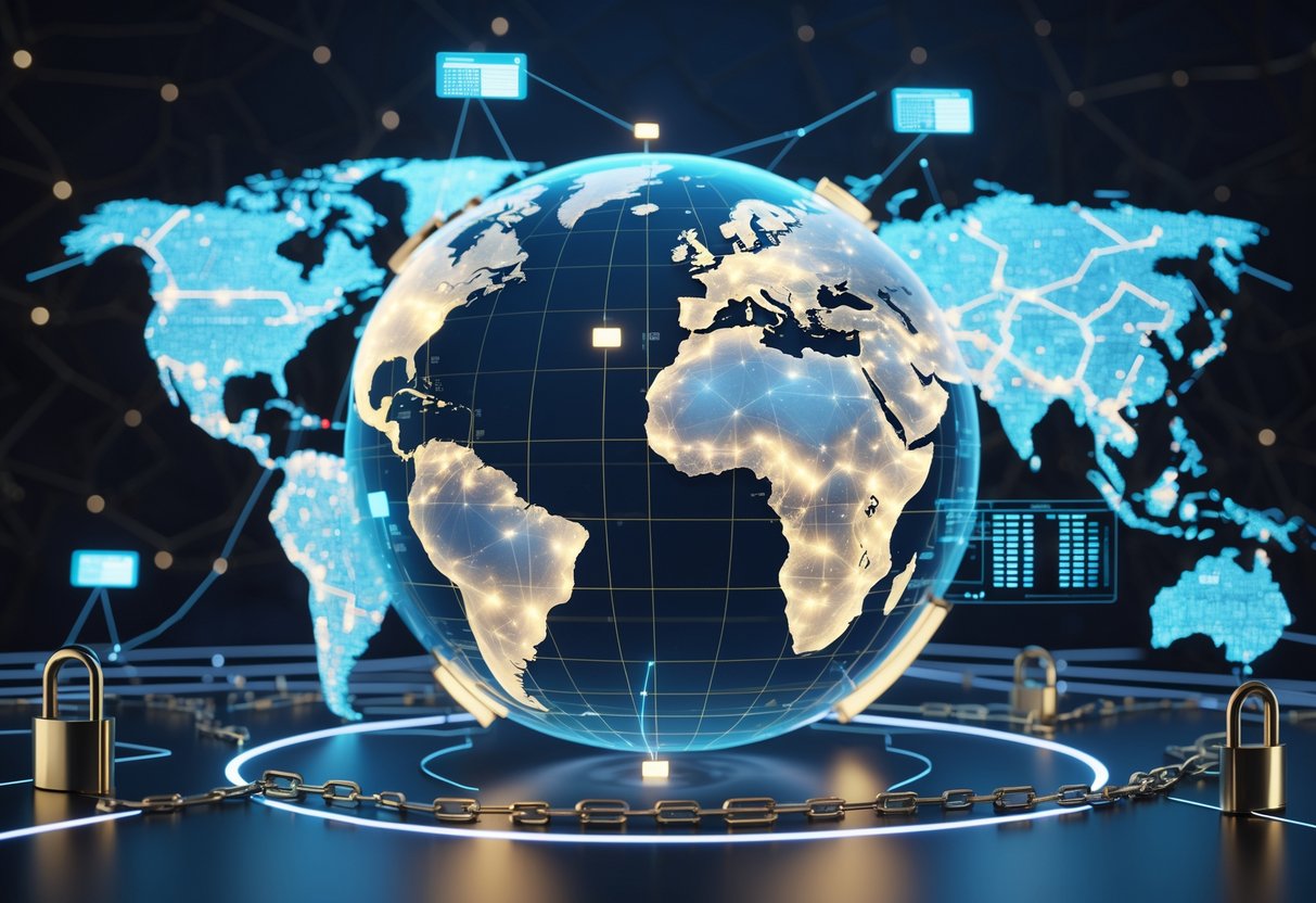 A 3D scene showing a globe with digital locks on some continents and glowing connections breaking through, symbolising region locking and global access.